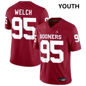 Austin Welch Sooners #95 NCAA Youth College Football Jerseys - Crimson 403132-784