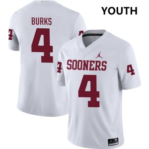 Deion Burks OU Sooners College Football #4 Player Youth Jerseys - White 728381-320