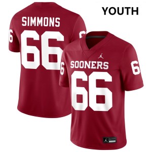 Derek Simmons OU Sooners College Football High School #66 Youth Jersey - Crimson 607243-625