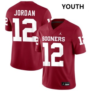Devon Jordan Boomer Sooner College Football #12 Youth 2025 Jersey - Crimson 793387-198