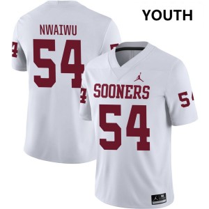 Febechi Nwaiwu Boomer Sooner Youth #54 Embroidery College Football Jerseys - White 236485-380