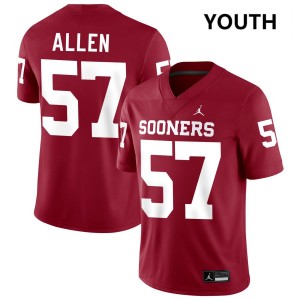 Gunnar Allen Boomer Sooner #57 College Football Youth Game Jerseys - Crimson 838946-863