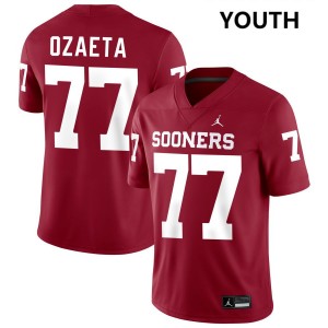 Heath Ozaeta OU Embroidery #77 College Football Youth Jerseys - Crimson 415262-470