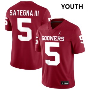 Isaiah Sategna III Sooners College Football Youth #5 University Jerseys - Crimson 155158-288