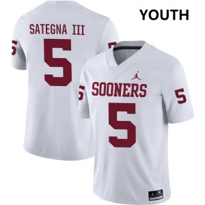 Isaiah Sategna III Oklahoma #5 College Football 2025-26 Youth Jersey - White 249129-649