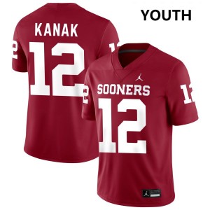 Jaren Kanak Oklahoma Sooners #12 Replica College Football Youth Jersey - Crimson 911039-359