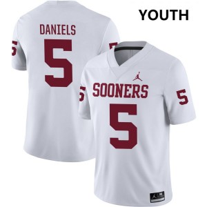 Kendal Daniels Sooners College Football 2025-26 Youth #5 Jerseys - White 415888-646