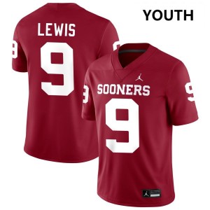 Keontez Lewis OU #9 College Football Youth High School Jerseys - Crimson 970369-857