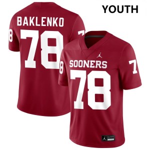 Luke Baklenko Oklahoma #78 Game Youth College Football Jerseys - Crimson 547982-876