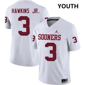 Michael Hawkins Jr. OU Replica Youth #3 College Football Jersey - White 487762-163