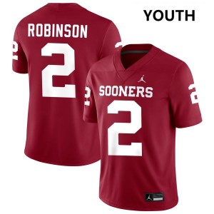 Omarion Robinson Oklahoma Embroidery College Football Youth #2 Jerseys - Crimson 843165-116