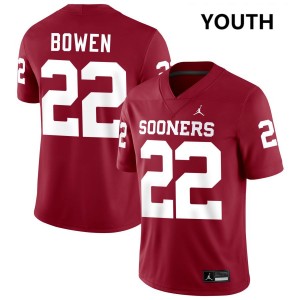Peyton Bowen OU Sooners #22 College Football Youth Embroidery Jerseys - Crimson 438644-631