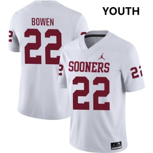 Peyton Bowen Sooners College Football #22 Youth Embroidery Jerseys - White 953435-535