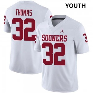 R Mason Thomas Sooners #32 Embroidery Youth College Football Jersey - White 330511-177